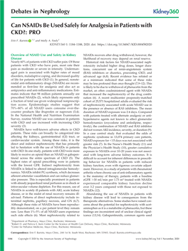 View of NSAID Use and Safety in Kidney Nsaids Recovers After Drug Withdrawal; However, the Disease Likelihood of Recovery May Depend on Renal Reserve