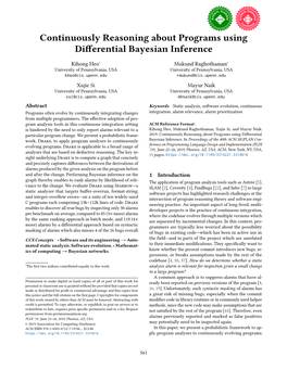 Continuously Reasoning About Programs Using Differential Bayesian Inference