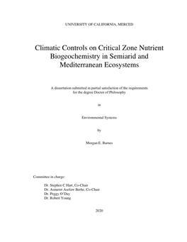 Climatic Controls on Critical Zone Nutrient Biogeochemistry in Semiarid and Mediterranean Ecosystems