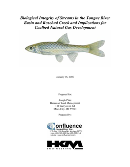 Biological Integrity of Streams in the Tongue River Basin and Rosebud Creek and Implications for Coalbed Natural Gas Development