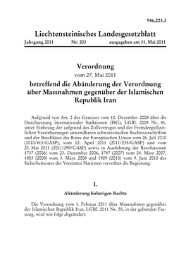 Liechtensteinisches Landesgesetzblatt Jahrgang 2011 Nr