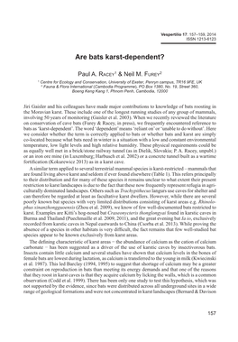 Are Bats Karst-Dependent?