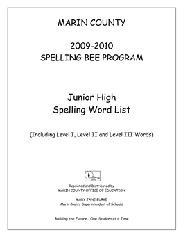 Sample Junior High Words List