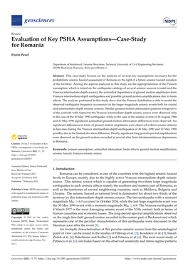 Evaluation of Key PSHA Assumptions—Case-Study for Romania