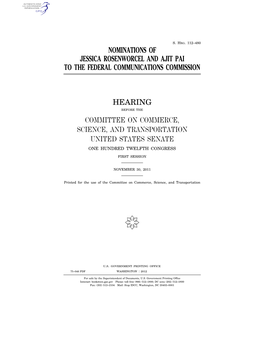 Nominations of Jessica Rosenworcel and Ajit Pai to the Federal Communications Commission