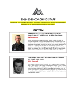 2019-2020 Coaching Staff