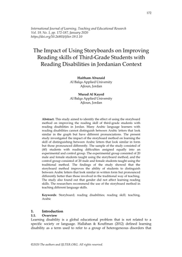 The Impact of Using Storyboards on Improving Reading Skills of Third-Grade Students with Reading Disabilities in Jordanian Context