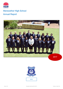 2017 Merewether High School Annual Report