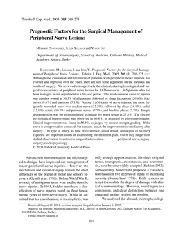 Prognostic Factors for the Surgical Management of Peripheral Nerve Lesions