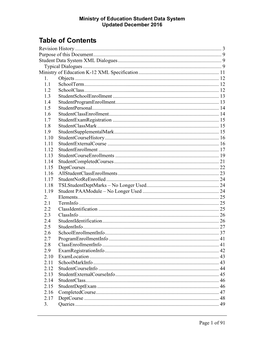 XML Specifications Document