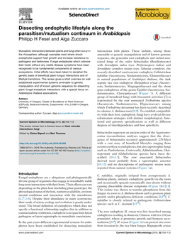 Dissecting Endophytic Lifestyle Along the Parasitism/Mutualism Continuum in Arabidopsis