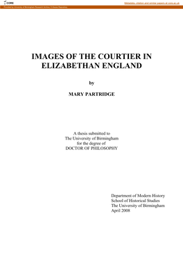 Images of the Courtier in Elizabethan England