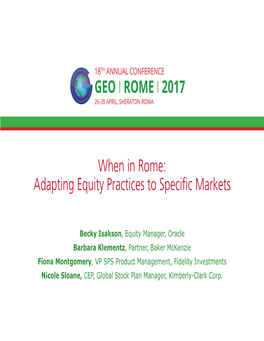 When in Rome: Adapting Equity Practices to Specific Markets