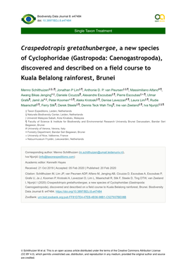 Craspedotropis Gretathunbergae, a New Species of Cyclophoridae