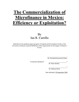 Neoliberal Microfinance in Mexico