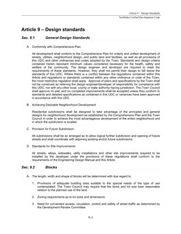 Article 9 – Design Standards Northlake Unified Development Code