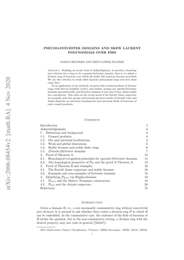 Pseudo-Sylvester Domains and Skew Laurent Polynomials Over Firs