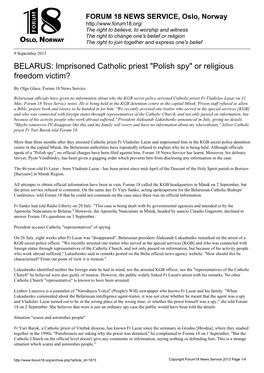 Imprisoned Catholic Priest "Polish Spy" Or Religious Freedom Victim?