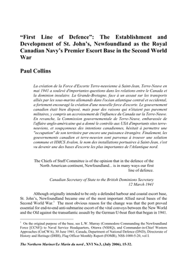 “First Line of Defence”: the Establishment and Development of St