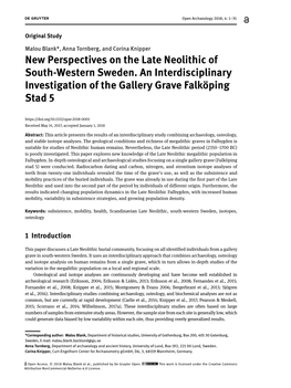 New Perspectives on the Late Neolithic of South-Western Sweden