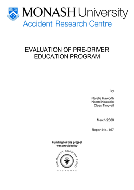 Evaluation of Pre-Driver Education Program