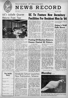 University of Cincinnati News Record. Thursday, March 12, 1964. Vol. L, No