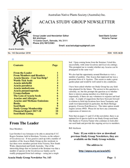 Acacia Study Group Newsletter