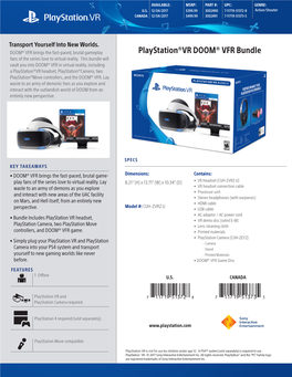 Playstation®VR DOOM® VFR Bundle Fans of the Series Love to Virtual Reality