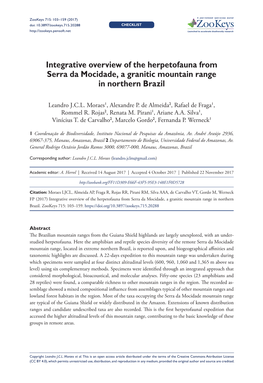 Integrative Overview of the Herpetofauna from Serra Da Mocidade, a Granitic Mountain Range in Northern Brazil