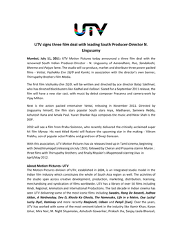 UTV Acquires All Indian Theatrical Rights of Deiva Thirumagal