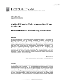 Civilized Urbanity. Modernismo and the Urban Landscape