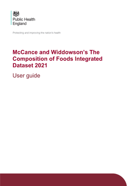 Mccance and Widdowson's the Composition of Foods Integrated Dataset 2021