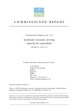 SNH Commissioned Report 215: Landscape/Seascape Carrying