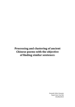 Processing and Clustering of Ancient Chinese Poems with the Objective of Finding Similar Sentences