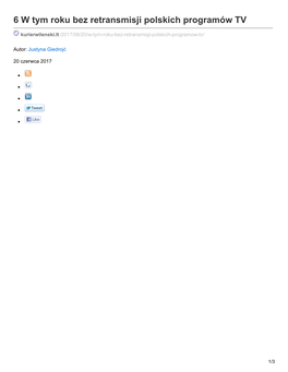6 W Tym Roku Bez Retransmisji Polskich Programów TV
