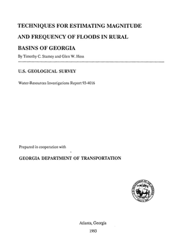 TECHNIQUES for ESTIMATING MAGNITUDE and FREQUENCY of FLOODS in RURAL BASINS of GEORGIA by Timothy C