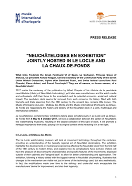 "Neuchâteloises En Exhibition" Jointly Hosted in Le Locle and La Chaux-De-Fonds