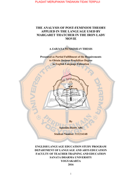 The Analysis of Post-Feminism Theory Applied in the Language Used by Margaret Thatcher in the Iron Lady Movie