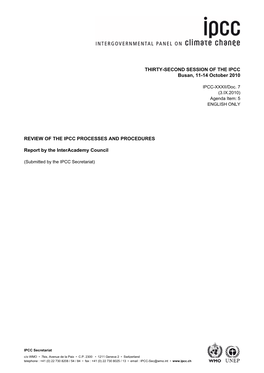 THIRTY-SECOND SESSION of the IPCC Busan, 11-14 October 2010