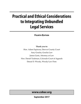 Practical and Ethical Considerations to Integrating Unbundled Legal Services