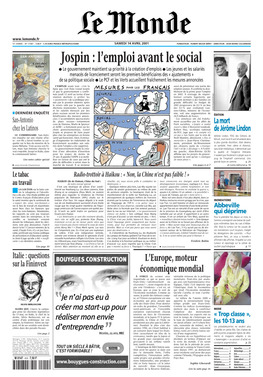 LE MONDE/PAGES<UNE>