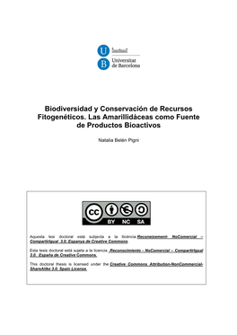 Biodiversidad Y Conservación De Recursos Fitogenéticos. Las Amarillidáceas Como Fuente De Productos Bioactivos