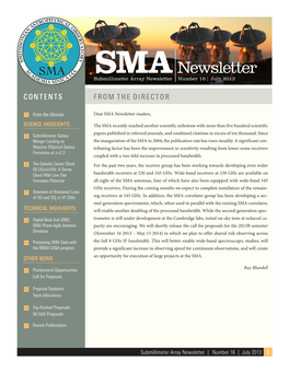 Newsletter Submillimeter Array Newsletter Number 16 | July 2013