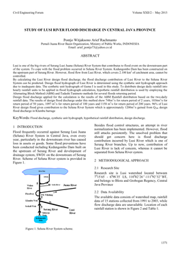 STUDY of LUSI RIVER FLOOD DISCHARGE in CENTRAL JAVA PROVINCE Pontjo Witjaksono Arief Rachmanto ABSTRACT