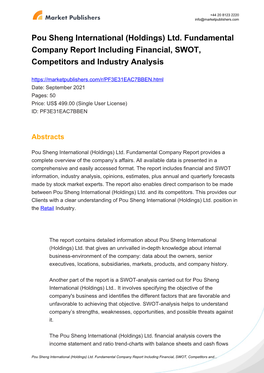 Pou Sheng International (Holdings) Ltd. Fundamental Company Report