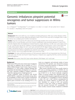 Genomic Imbalances Pinpoint Potential Oncogenes and Tumor Suppressors in Wilms Tumors A