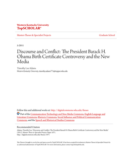 The President Barack H. Obama Birth Certificate Controversy and the New Media