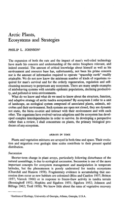 Arctic Plants, Ecosystems and Strategies