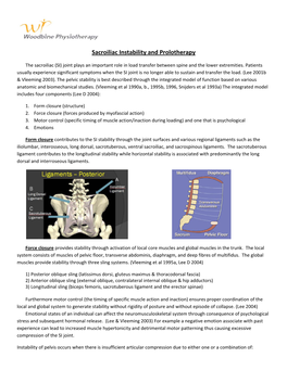 Sacroiliac Instability and Prolotherapy