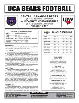 CENTRAL ARKANSAS BEARS (5-4, 4-3 Southland Conference) Vs